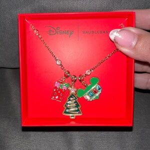 Disney BaubleBar Mickey Christmas Tree Charms Necklace Holiday Gift Set